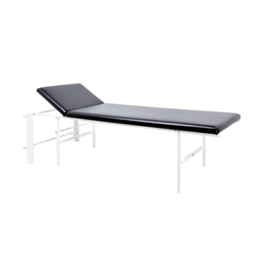 Wandklapp-Untersuchungsliege und Massageliege mit verstellbarem Kopfteil, senkrecht, schwarze Polsterung und weißes Gestell