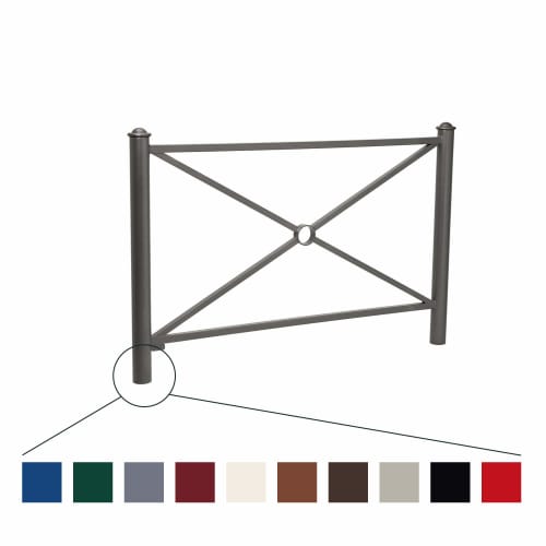 Stadtgeländer Provinz Agora aus Metall mit Kreuz- und Ringdesign in verschiedenen Farben