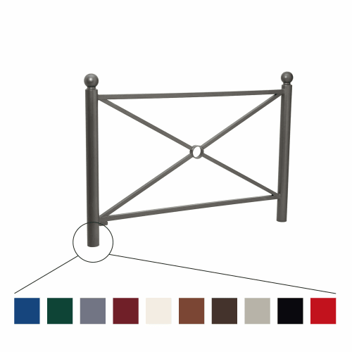 Stadtgeländer Provinz Kugel aus Metall mit Kugelverzierung und Kreuzstreben in verschiedenen Farben