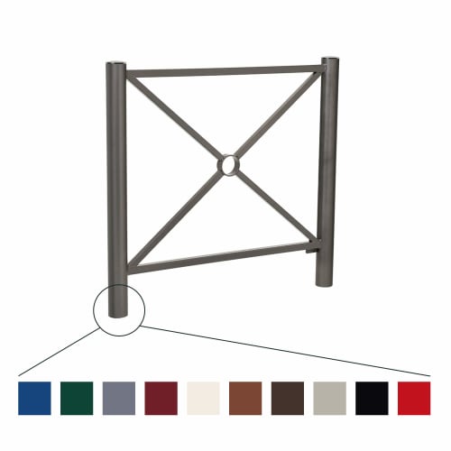 Stadtgeländer Provinz aus Edelstahl mit Kreuz-Design und mittlerem Ring, verschiedene Farboptionen
