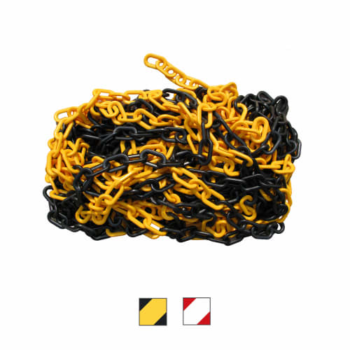 Absperrkette aus Kunststoff in den Farben Gelb und Schwarz