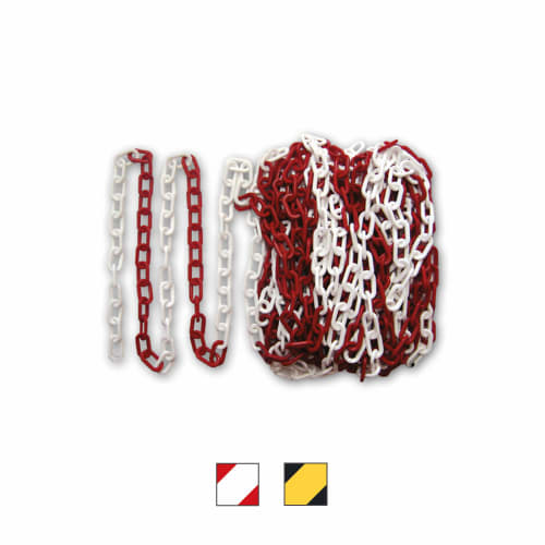 Absperrkette Pollux Typ II in rot und weiß, Kunststoffkette zur Absperrung