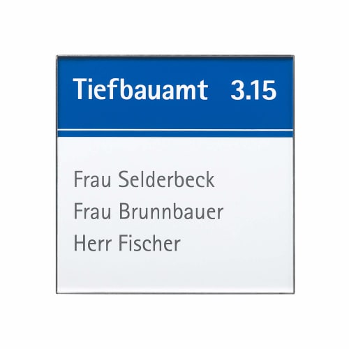 RIO Türschild PROFIPACK Tiefbauamt 3.15 mit Namen Frau Selderbeck, Frau Brunnbauer, Herr Fischer