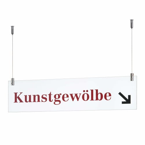 GALERIE Deckenhänger mit Aufschrift Kunstgewölbe und Pfeil nach rechts unten