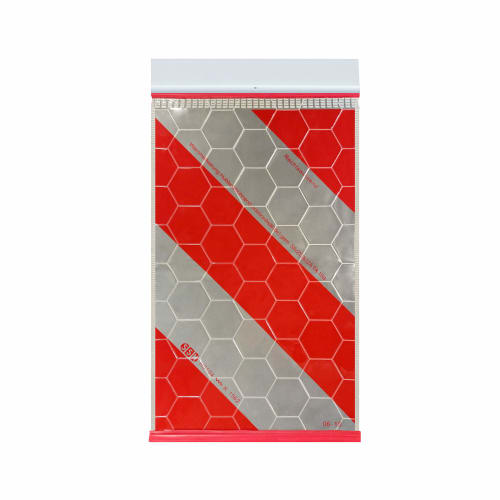 Reflektierende Warnmarkierung für Hubladebühnen mit rotem und silbernem Wabenmuster