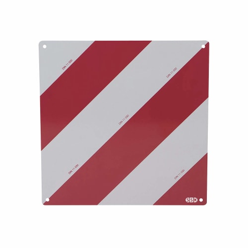 Reflektierende Warntafel für überbreite und überlange Transporte mit roten und weißen diagonalen Streifen, Typ 1 - Gr. I