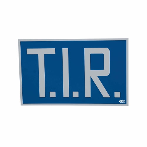 Blaues TIR-Schild starr mit weißen Buchstaben T.I.R.