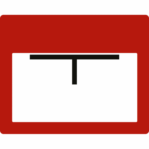 Hinweisschild zur Löschwasserentnahme B1 B2 B3 nach DIN 4066 mit rotem Rand und weißem Feld mit schwarzem T-Symbol