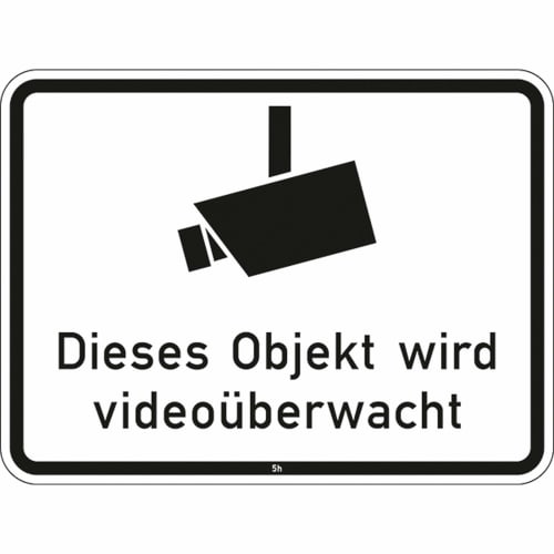 Verkehrsschild mit Kamera-Symbol und Text Dieses Objekt wird videoüberwacht