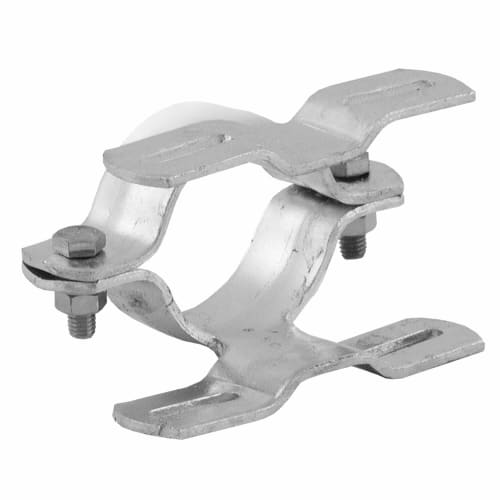 Doppelrohrschelle aus Stahl mit Schrauben zur Befestigung