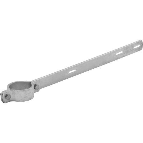 Fahnenhalterung aus Metall mit Schellenbefestigung und langem Arm