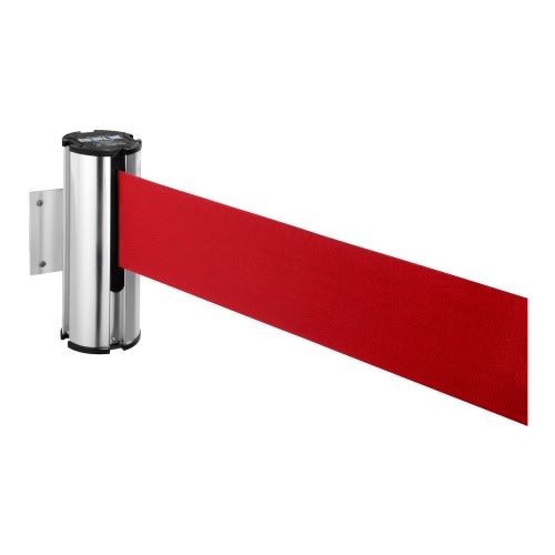 Gurt-Wandkassette GLW 75 mit 10 cm breitem rotem Gurtband und Wandhalterung