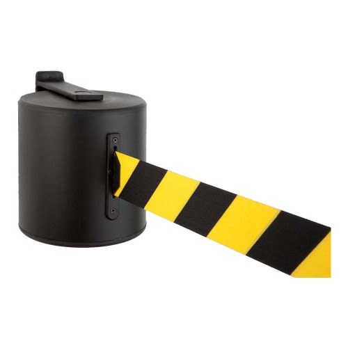 Gurt-Wandkassette EXTREME ONE GLW 2000 mit gelb-schwarzem Absperrband und maximaler Auszugslänge