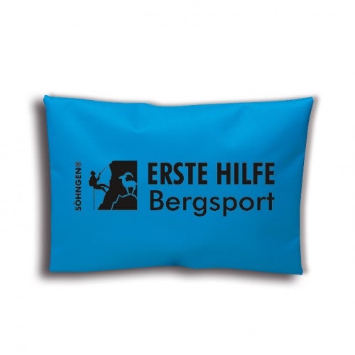 Blaues Erste Hilfe Set für Bergsport und Kletterfreunde von Söhngen mit Klettermotiv