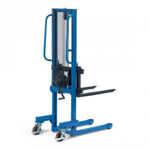 FETRA Handwinden-Stapler 6851 in Blau mit Tragkraft 250 bis 500 kg, manuell betriebenes Hubgerät mit Gabeln und Rollen