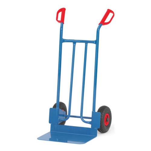 FETRA Stahlrohrkarre B1116L mit großer blauer Schaufel und roten Griffen, Tragkraft 250 kg