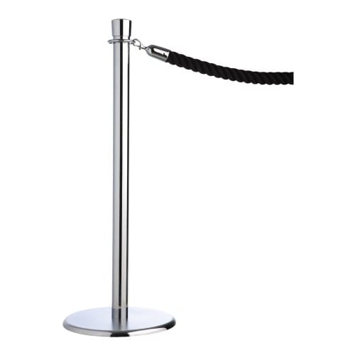 Kordelständer LUXUS mit silbernem Metallpfosten und schwarzer Kordel