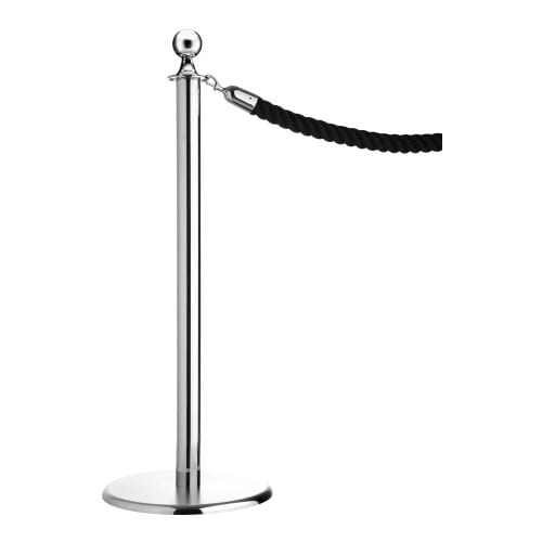 Kordelständer TRADITIONAL aus Edelstahl mit schwarzer Kordel