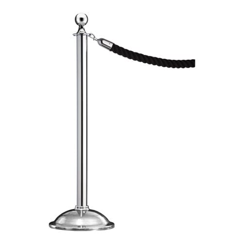 Kordelständer NOSTALGIE mit silbernem Metallpfosten und schwarzer Kordel