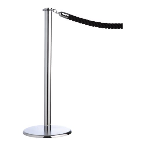 Kordelständer CLASSIC mit verchromtem Metallpfosten und schwarzer Kordel