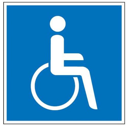 Gebotszeichen Rollstuhlfahrer quadratisch blau weißes Rollstuhlsymbol