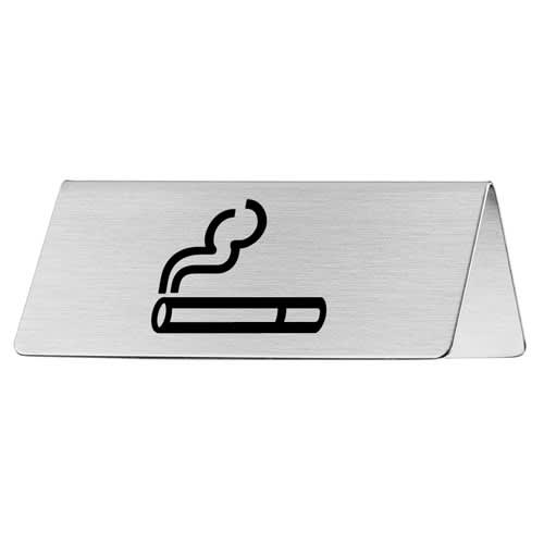 Tischschild aus Metall mit Symbol einer rauchenden Zigarette, Rauchen gestattet