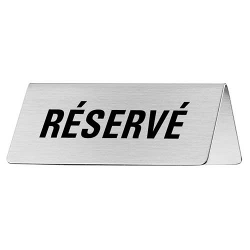 Tischschild Réservé aus Metall in silberner Farbe, 5er Verpackungseinheit