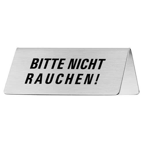 Tischschild aus Metall mit Aufschrift Bitte nicht rauchen