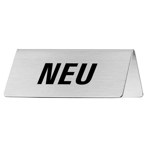 Tischschild aus Metall mit Aufschrift NEU, 5er Verpackung