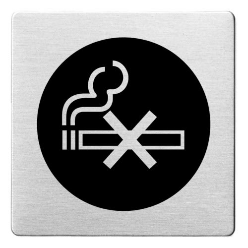 Piktogramm Rauchverbot mit abgerundeten Ecken und schwarzem Hintergrund