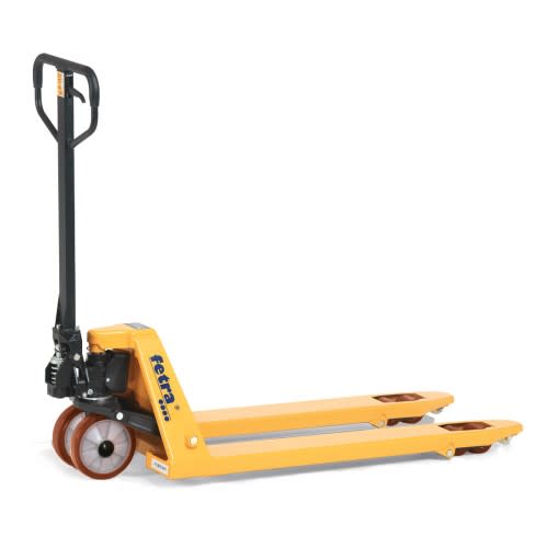 FETRA Gabelhubwagen Modell 2115 in gelb mit Tragkraft 2500 kg, seitliche Ansicht