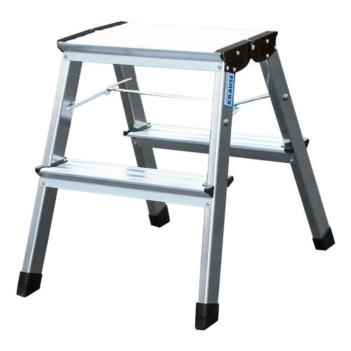 Doppel-Klapptritt MONTO Treppy aus Aluminium mit zwei Stufen und rutschfesten Gummifüßen