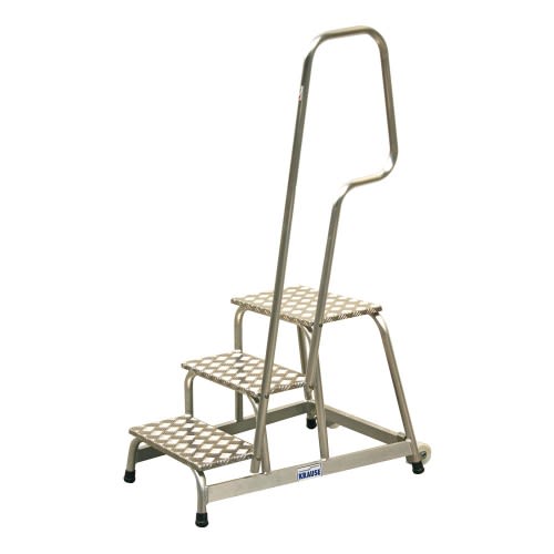 Mobiler Montagetritt STABILO mit drei rutschfesten Stufen und Handlauf aus Metall