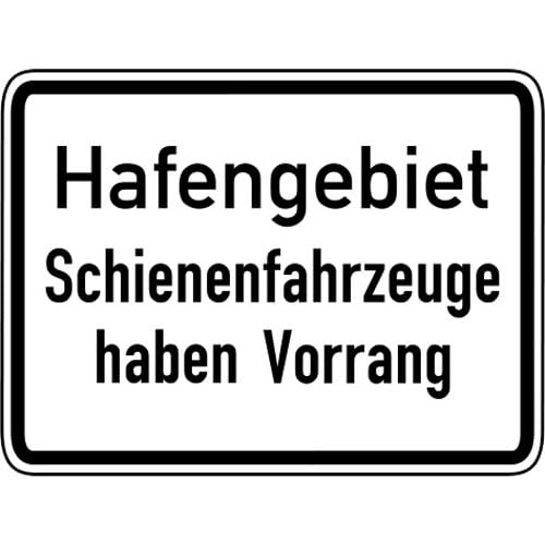 Verkehrsschild Hafengebiet Schienenfahrzeuge haben Vorrang VZ 1008-33