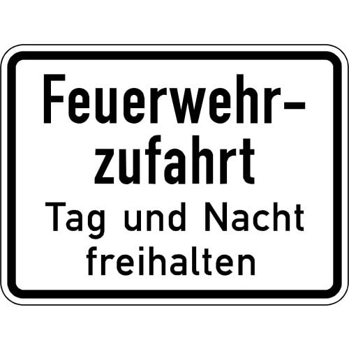 Verkehrsschild Feuerwehrzufahrt freihalten Tag und Nacht freihalten VZ 2433