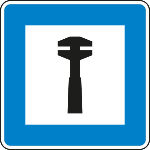 Verkehrsschild Pannenhilfe VZ 365-62 mit Schraubenschlüssel Symbol auf blauem Hintergrund