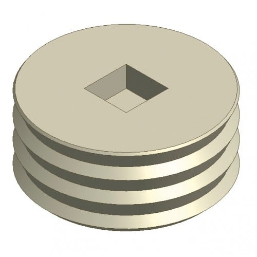 Blindstopfen für Guss-Bodenhülse, schraubbar, metallischer Stopfen mit quadratischem Loch