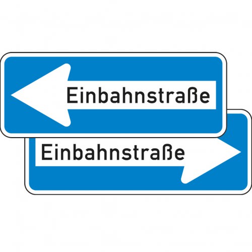 Einbahnstraße doppelseitiges Verkehrsschild VZ 220-40 mit Pfeilen nach links und rechts