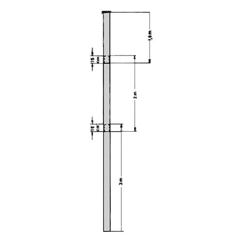 Technische Zeichnung eines Windsack-Masts mit Maßen 3m, 2m und 1m