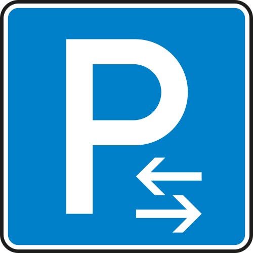 Verkehrsschild Parken Mitte mit Pfeilen rechts und links VZ 314-30 blau weiß
