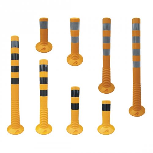 Flexipfosten gelb mit reflektierenden Streifen in verschiedenen Größen