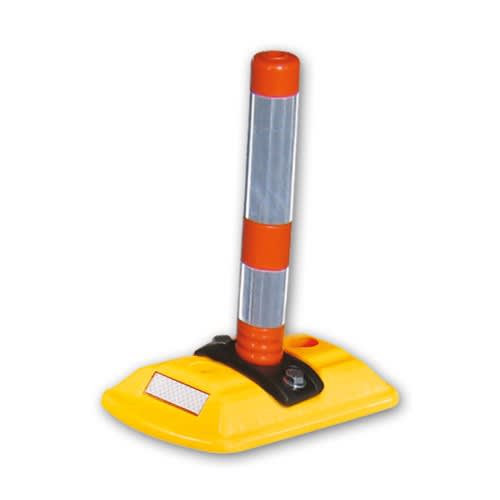 Parkschwelle mit kurzem Mini-Flexipfosten in Gelb und Orange mit reflektierenden Streifen