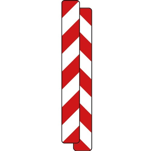 Warnbake doppelseitig mit roten und weißen diagonalen Streifen Verkehrsschild VZ 605-44