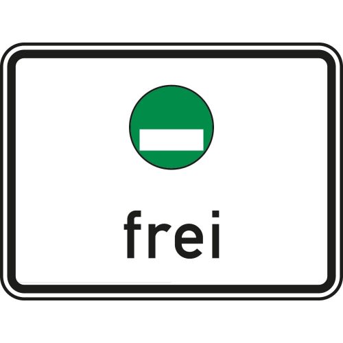 Verkehrsschild Freistellung vom Verkehrsverbot nach § 40 Abs. 1 Bundes-Immissionsschutzgesetz mit grüner Plakette und Schrift frei