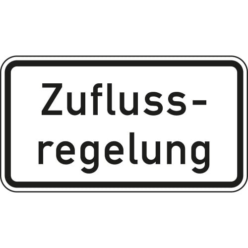 Verkehrsschild Zuflussregelung VZ 1012-37 mit schwarzem Rahmen und schwarzer Schrift auf weißem Hintergrund