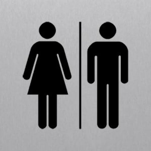 Eckiges Toiletten-Schild mit Piktogrammen für Damen und Herren
