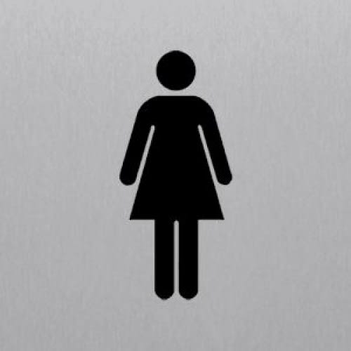 WC Damen Schild eckig mit Frauensymbol in Schwarz auf grauem Hintergrund
