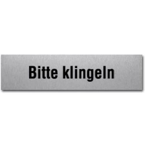 Textschild mit der Aufschrift Bitte klingeln, rechteckig, silberfarben