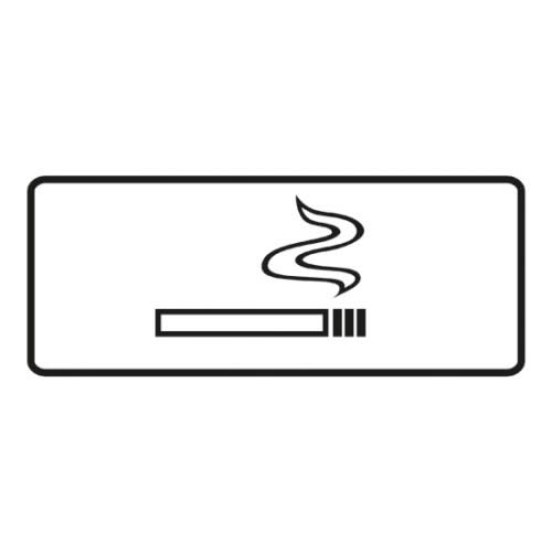 Aufkleber mit Symbol einer brennenden Zigarette in schwarzer Umrandung