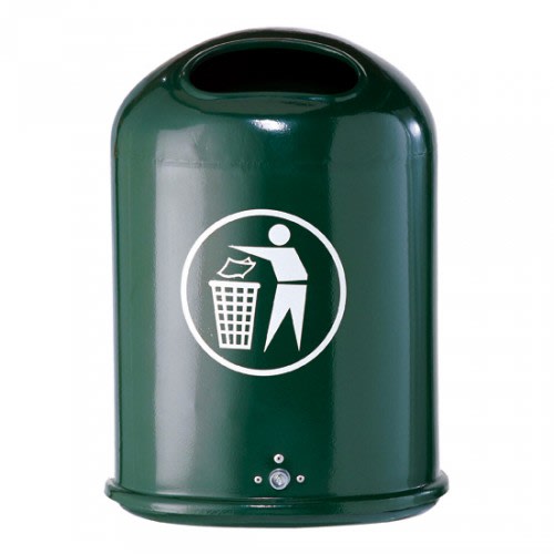 Grüner ovaler Abfallbehälter mit Bodenentleerung und 45 Liter Fassungsvermögen